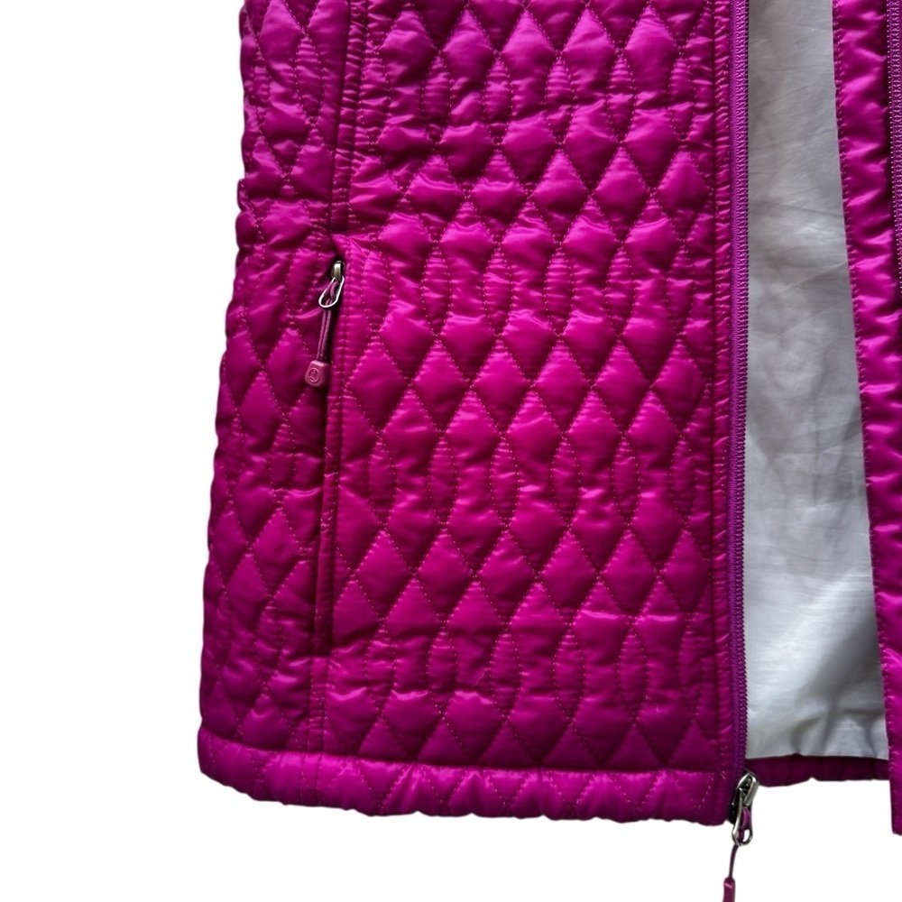 Land's End Women Fuchsia Quilted Vest Mock Neck Full Zip Lightweight Size S 6-8 - Picture 2 of 6